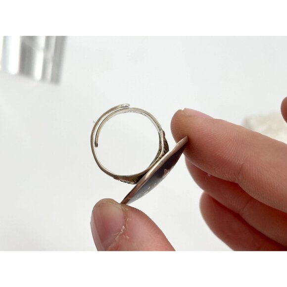 Siam Thai Made Nielloware Mekkala Goddess 925 Sterling Silver Vintage Ring sz 5 - Picture 12 of 16